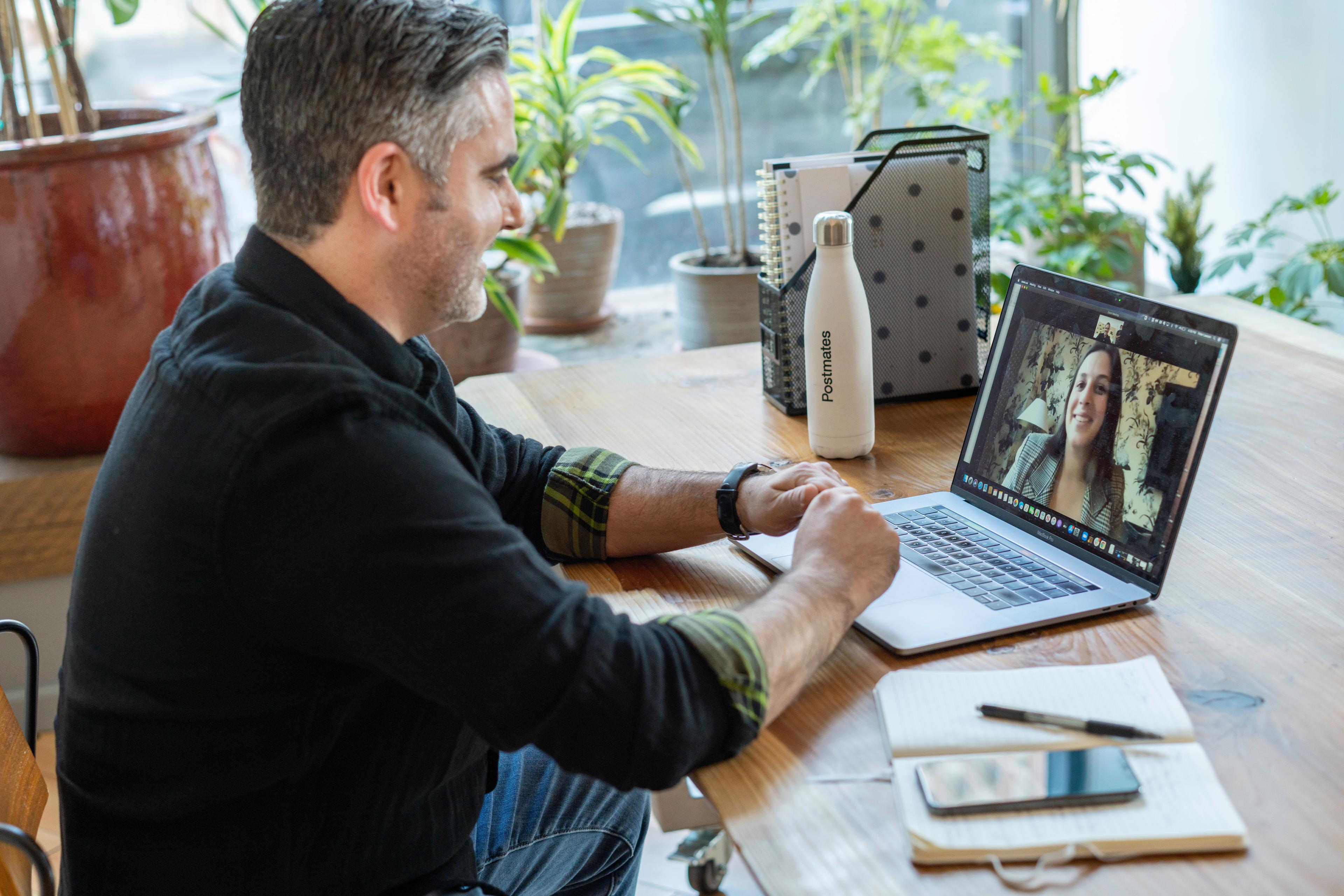 coworkers remote meeting